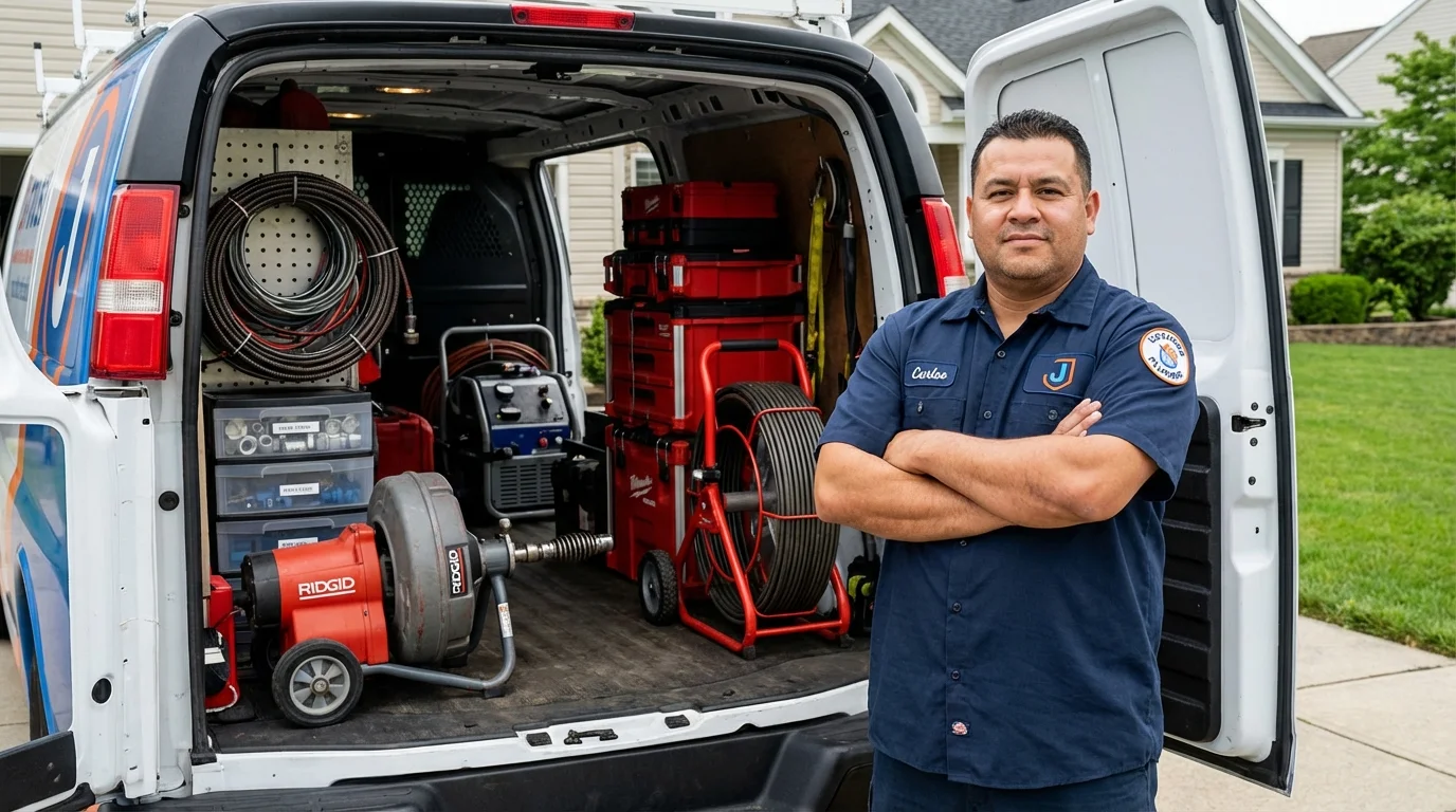 Professional drain cleaning equipment and Johns Plumbing LLC plumber in Universal City