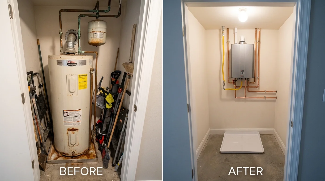 Tank water heater versus wall-mounted tankless unit comparison for Universal City, CA homeowners