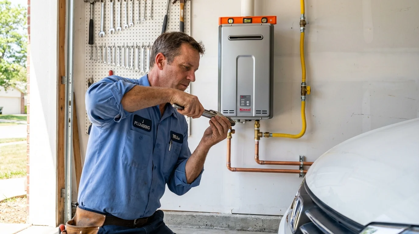 Tankless water heater installation by a Johns Plumbing LLC plumber in Universal City
