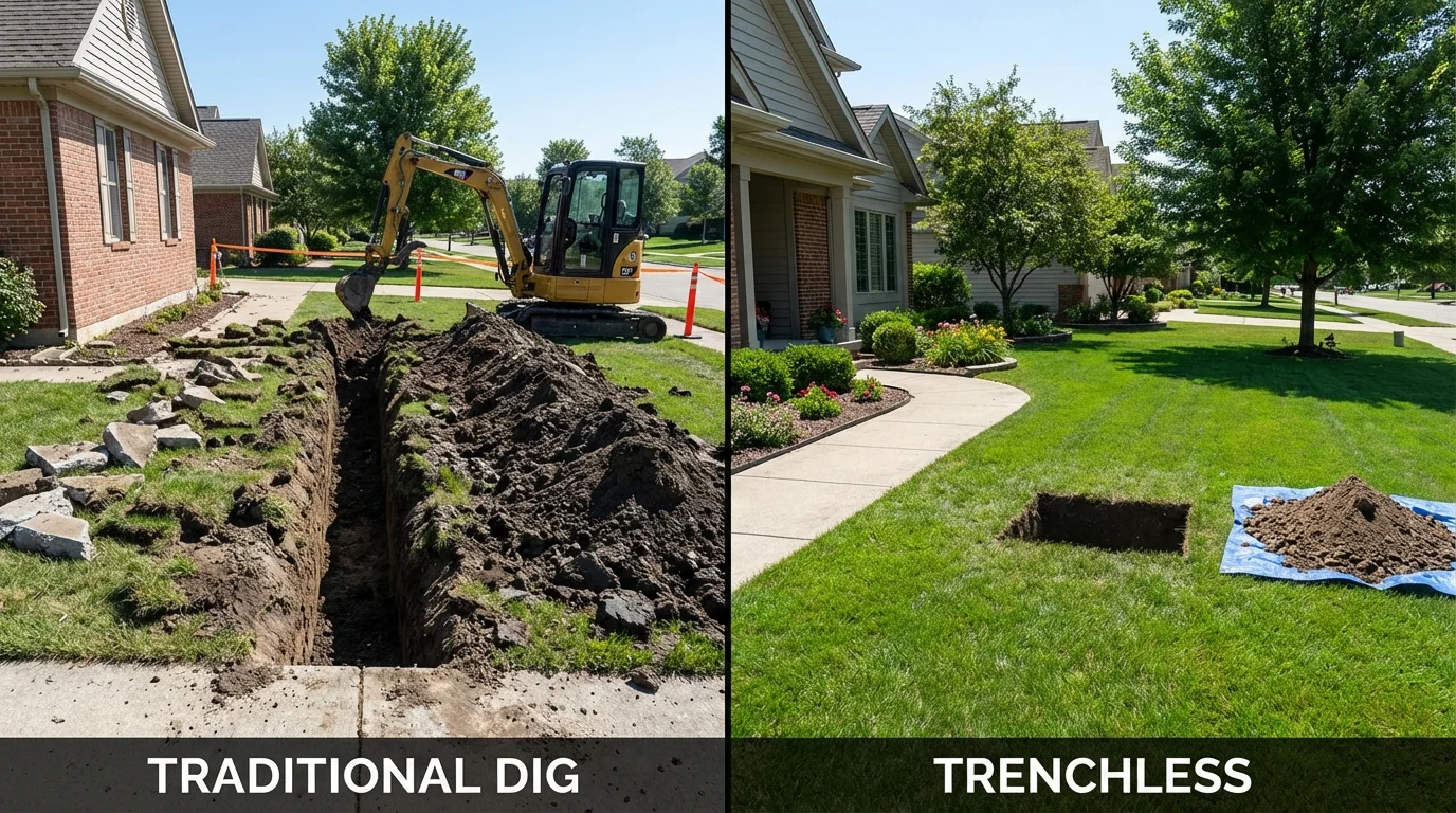 Trenchless sewer repair with minimal yard damage versus traditional excavation in Universal City, CA